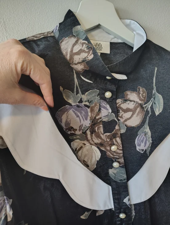 European Wide Peter Pan Collared Poet-Core Foral Blouse - large/xlarge - Picture 4 of 6